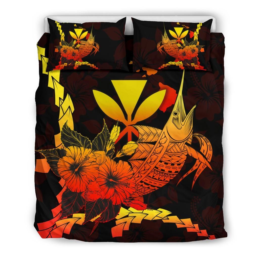Polynesian Hawaii Bedding Set - Swordfish With Hibiscus