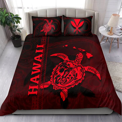 Polynesian Hawaii Duvet Cover Set - Turtle Hawaiian Red