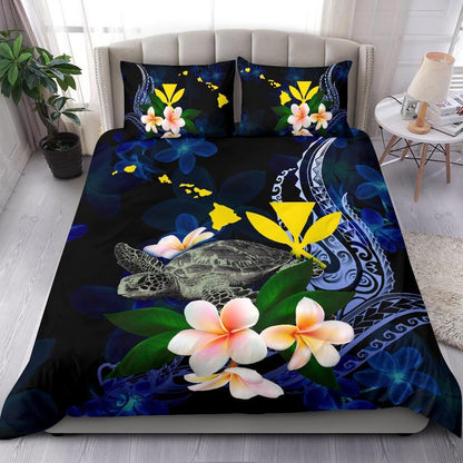 Polynesian Hawaii Bedding Set - Turtle With Plumeria Flowers