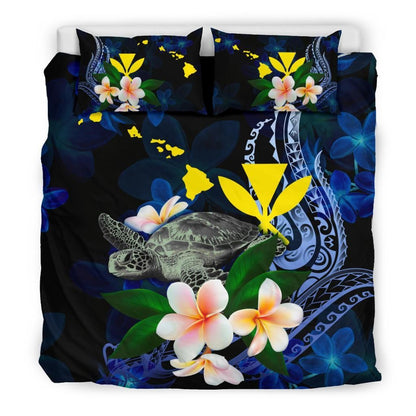 Polynesian Hawaii Bedding Set - Turtle With Plumeria Flowers
