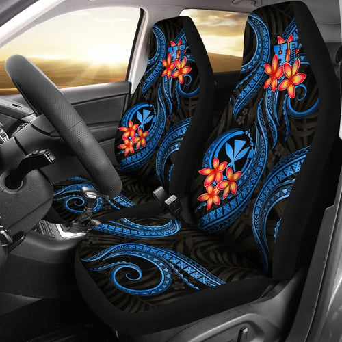 Polynesian Hawaii Car Seat Covers - Blue Plumeria