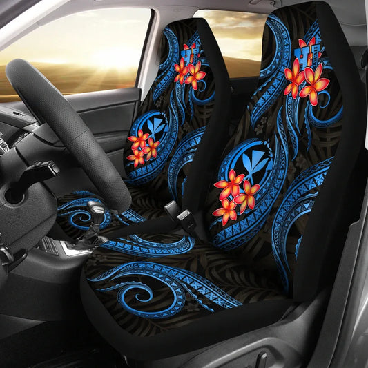 Polynesian Hawaii Car Seat Covers - Blue Plumeria