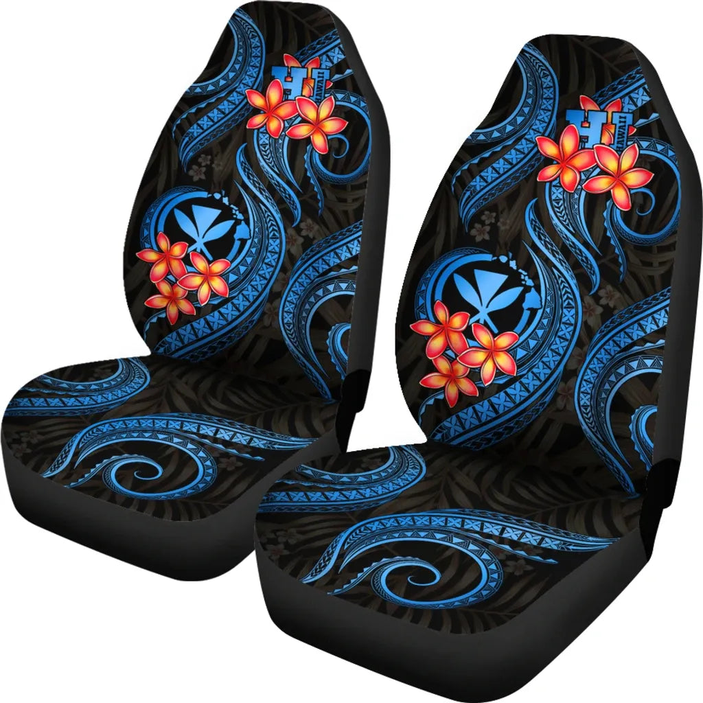 Polynesian Hawaii Car Seat Covers - Blue Plumeria