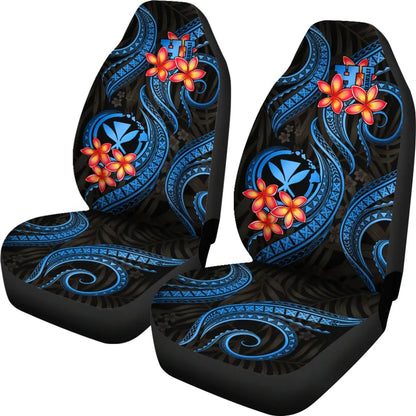 Polynesian Hawaii Car Seat Covers - Blue Plumeria