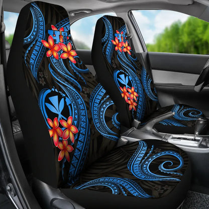 Polynesian Hawaii Car Seat Covers - Blue Plumeria