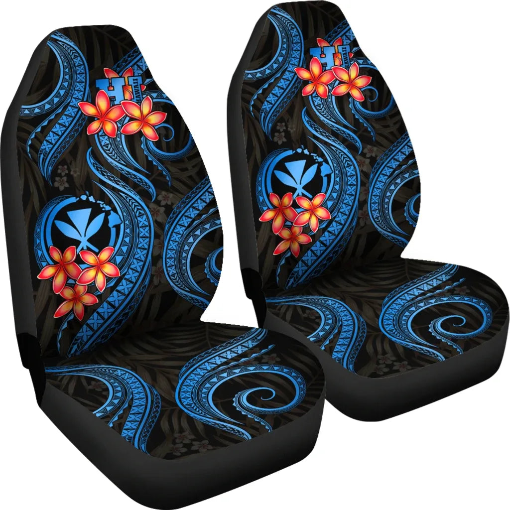 Polynesian Hawaii Car Seat Covers - Blue Plumeria