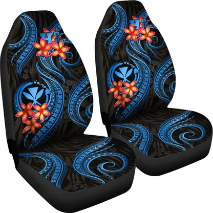 Polynesian Hawaii Car Seat Covers - Blue Plumeria