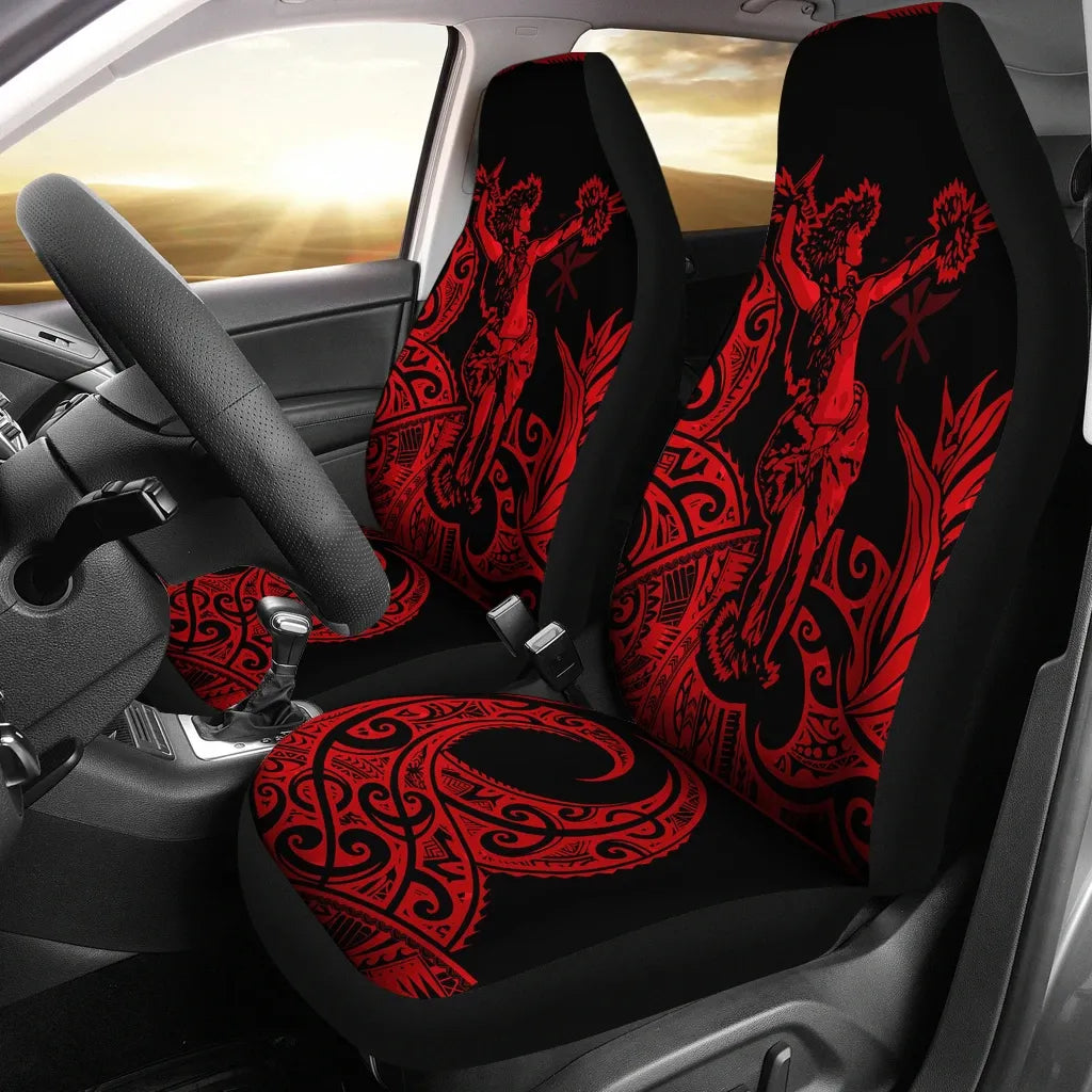 Polynesian Hawaii Car Seat Covers - Hula Girl Red