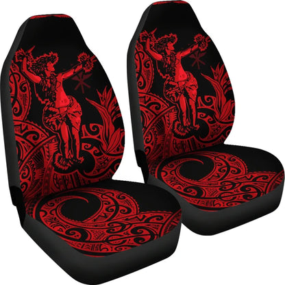 Polynesian Hawaii Car Seat Covers - Hula Girl Red