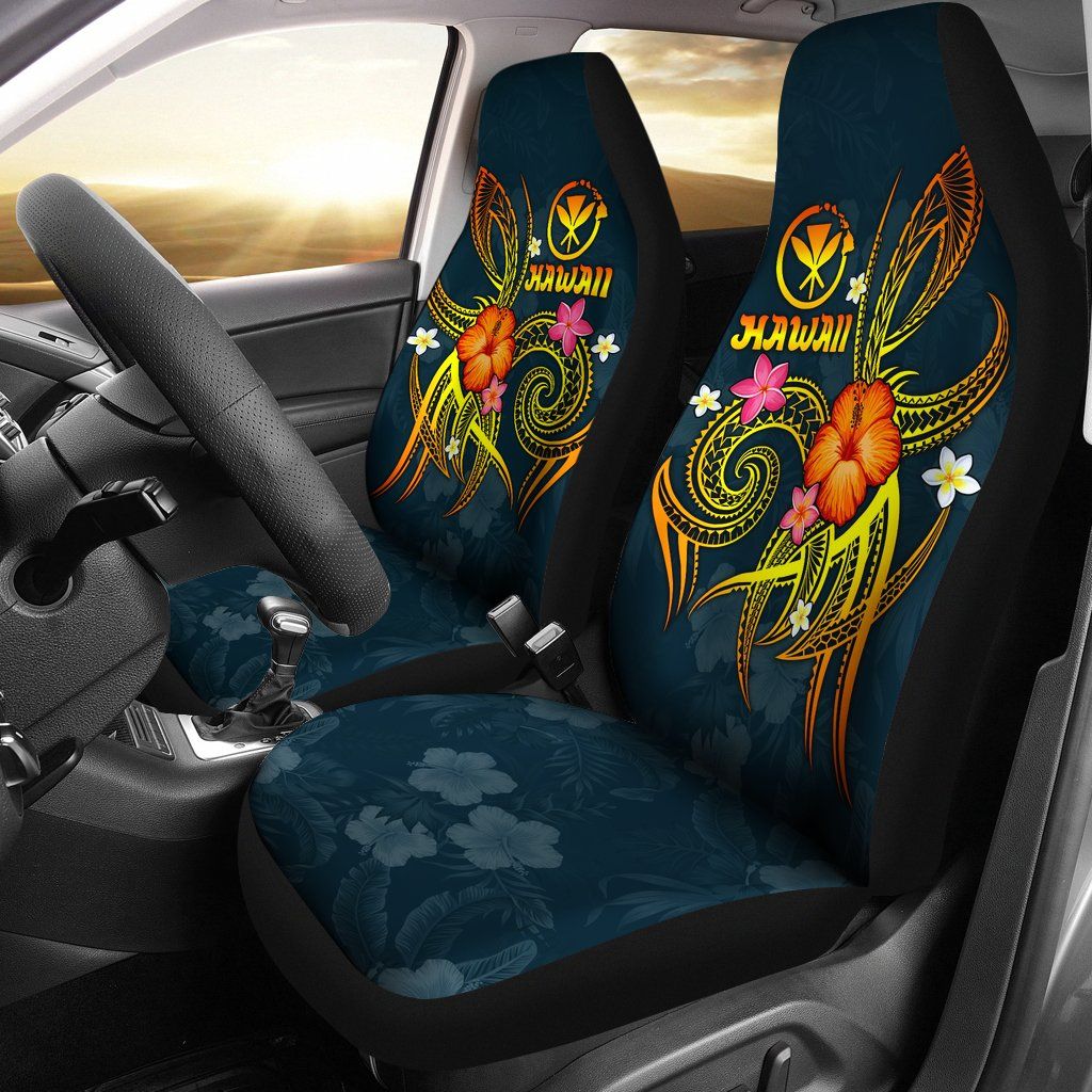 Polynesian Hawaii Car Seat Covers - Legend of Kanaka Maoli (Blue)