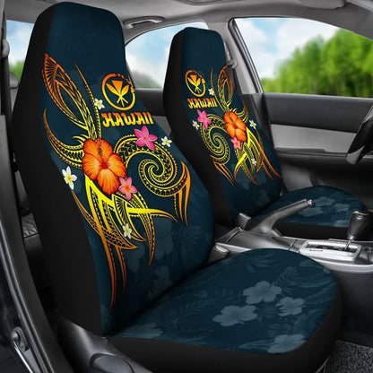Polynesian Hawaii Car Seat Covers - Legend of Kanaka Maoli (Blue)