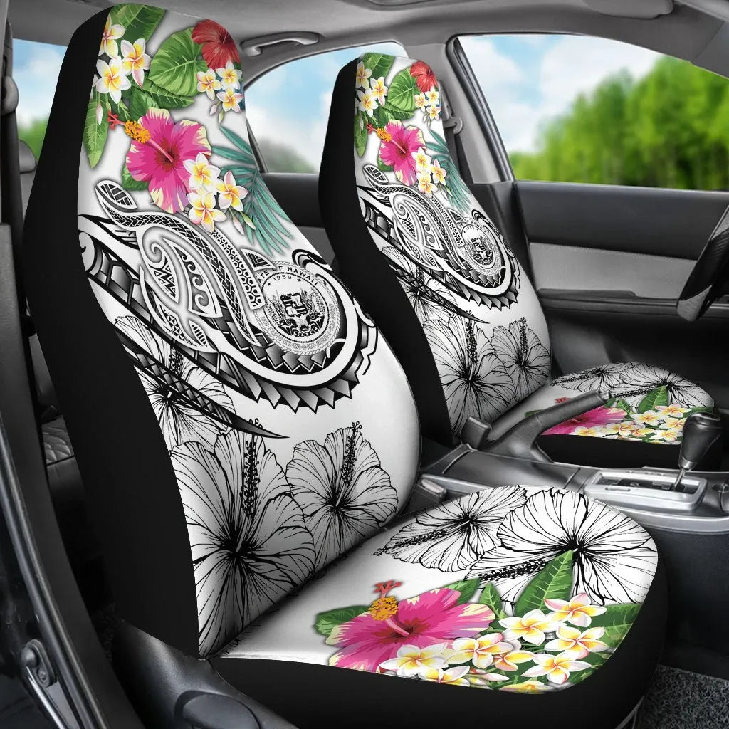 Polynesian Hawaii Car Seat Covers - Summer Plumeria (White)