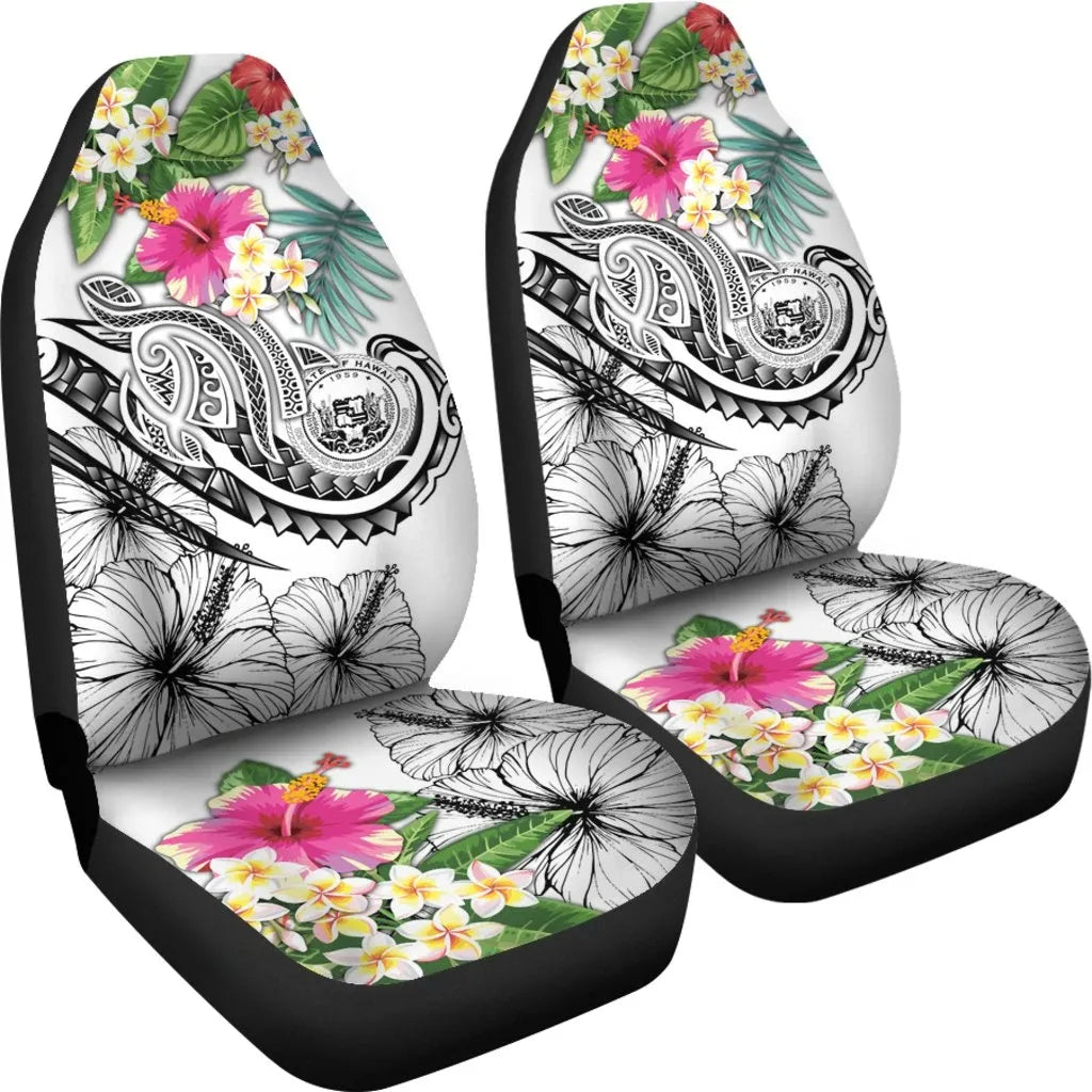 Polynesian Hawaii Car Seat Covers - Summer Plumeria (White)