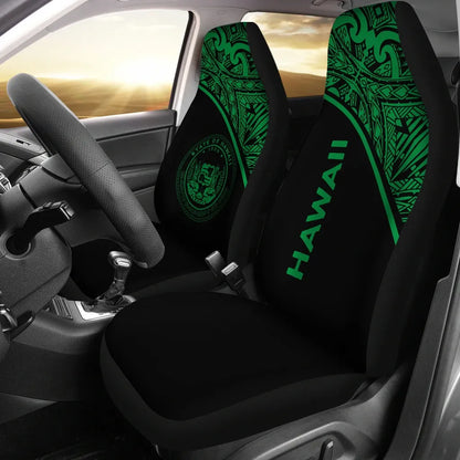 Hawaii Car Seat Covers - Hawaii Seal Polynesian Green Curve