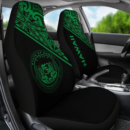 Hawaii Car Seat Covers - Hawaii Seal Polynesian Green Curve