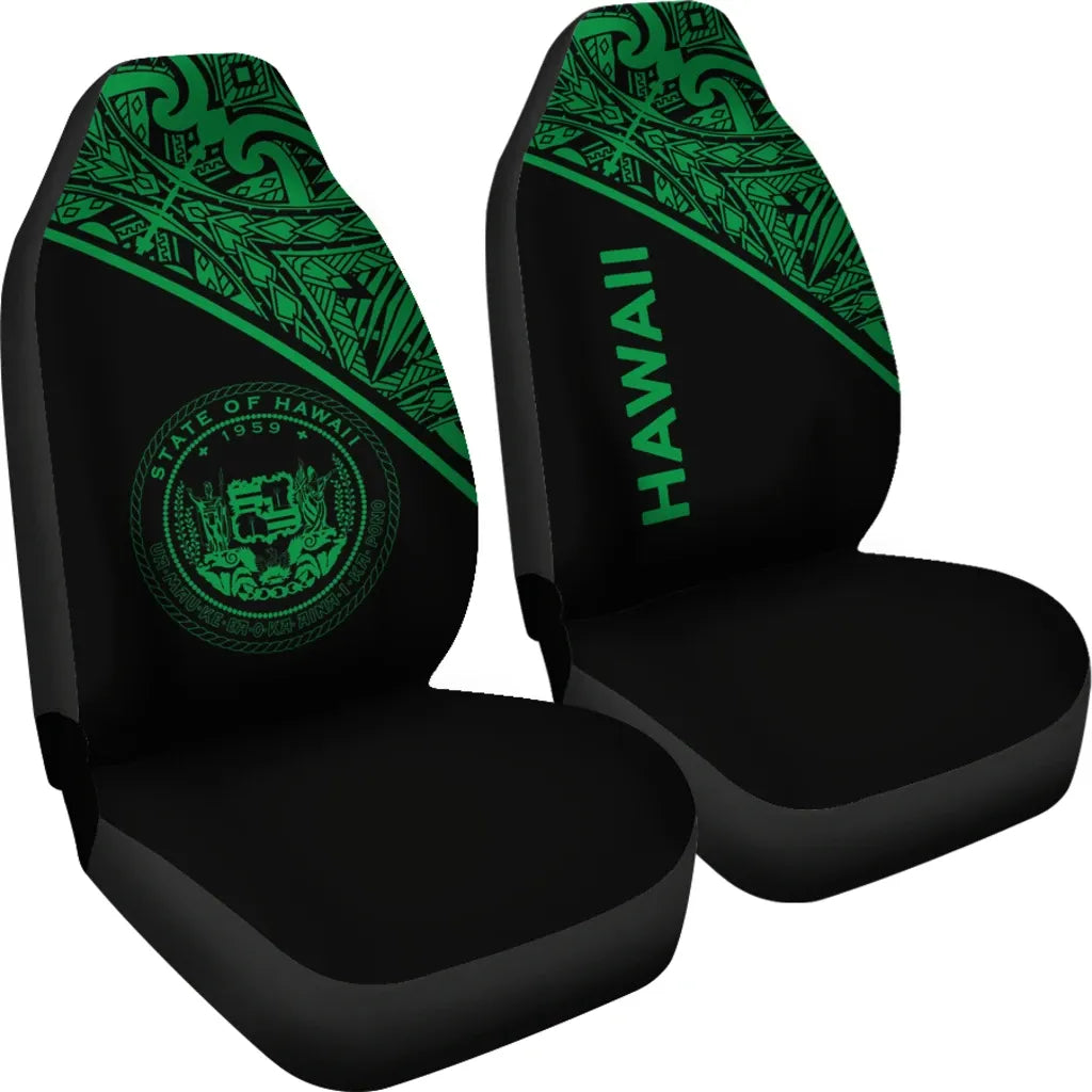 Hawaii Car Seat Covers - Hawaii Seal Polynesian Green Curve