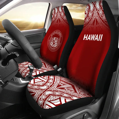 Hawaii Car Seat Covers - Hawaii Seal Polynesian Tattoo Fog Red