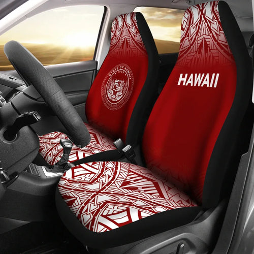 Hawaii Car Seat Covers - Hawaii Seal Polynesian Tattoo Fog Red