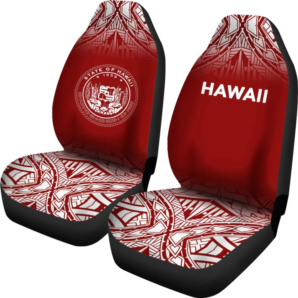 Hawaii Car Seat Covers - Hawaii Seal Polynesian Tattoo Fog Red