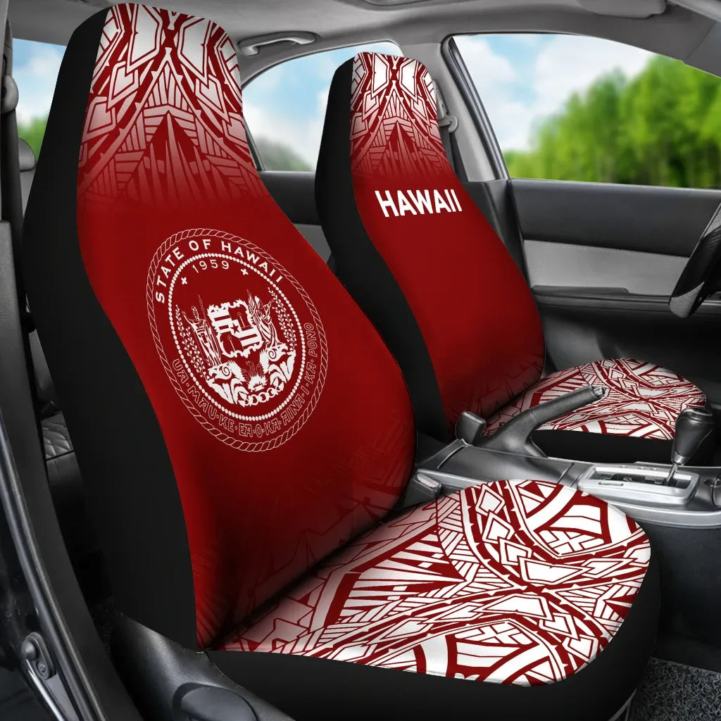 Hawaii Car Seat Covers - Hawaii Seal Polynesian Tattoo Fog Red