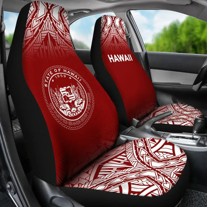 Hawaii Car Seat Covers - Hawaii Seal Polynesian Tattoo Fog Red