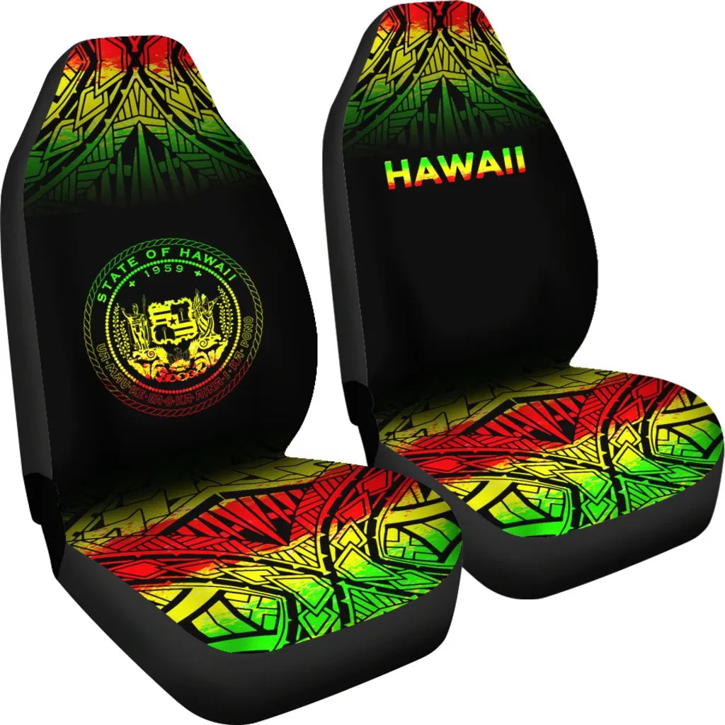 Hawaii Car Seat Covers - Hawaii Seal Polynesian Tattoo Fog Reggae