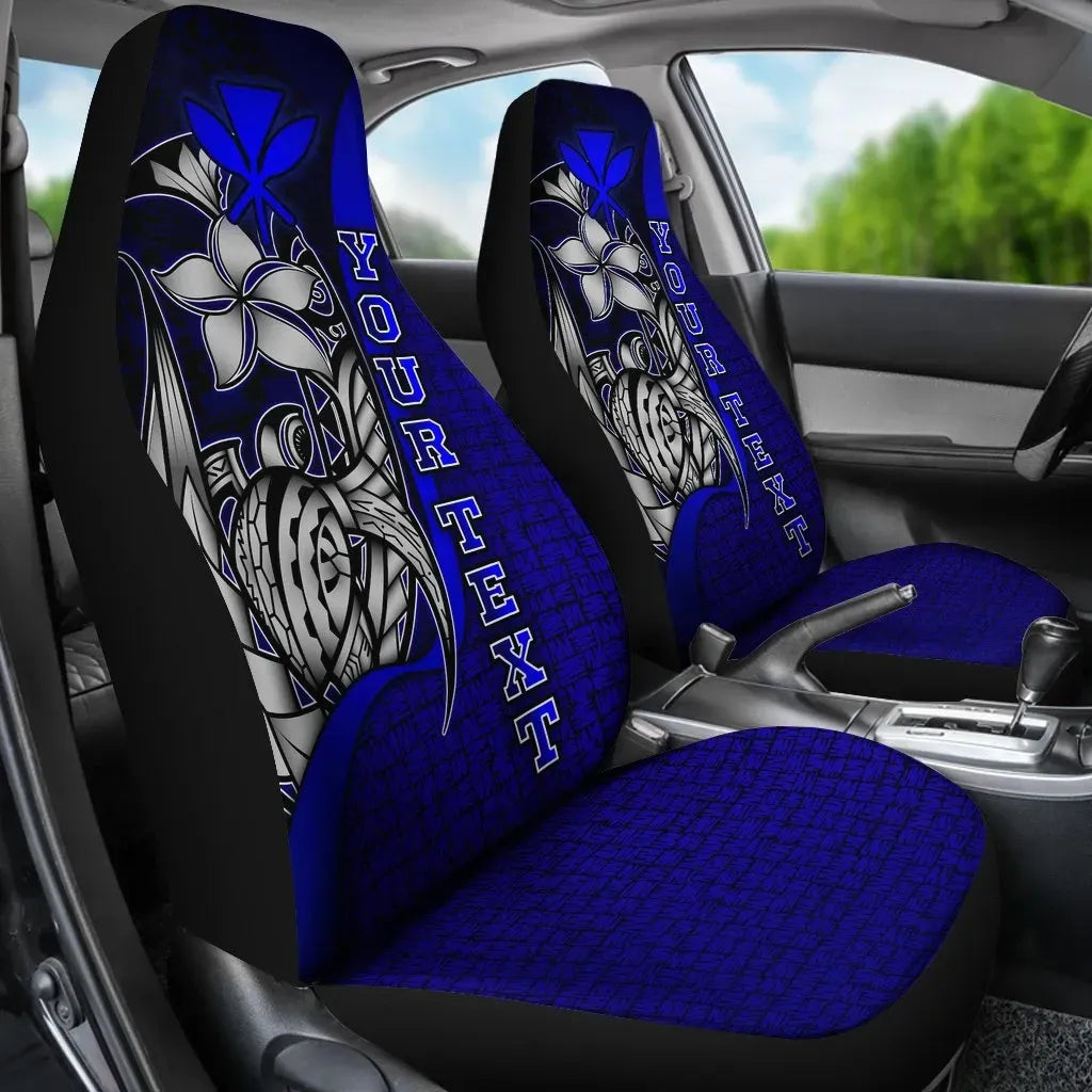 Polynesian Hawaii Custom Personalised Car Seat Covers Blue - Turtle with Hook