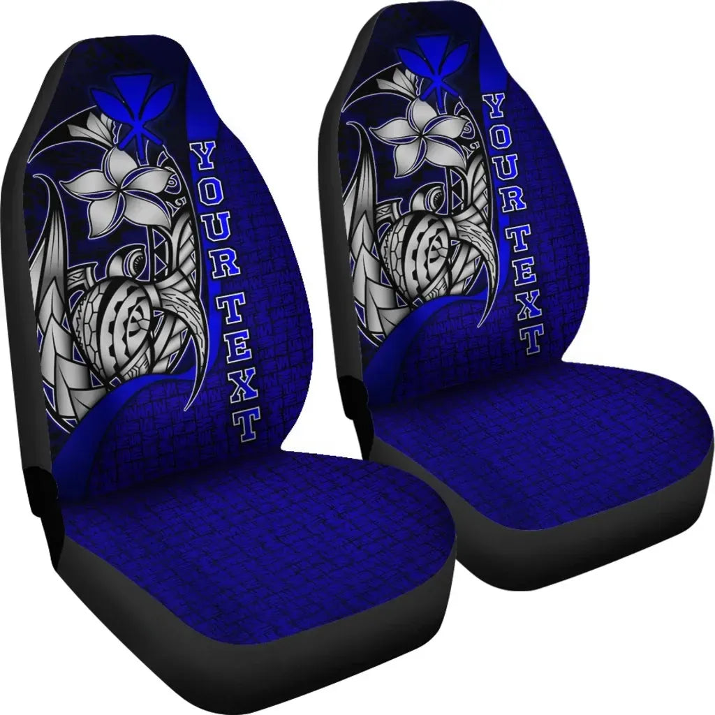 Polynesian Hawaii Custom Personalised Car Seat Covers Blue - Turtle with Hook