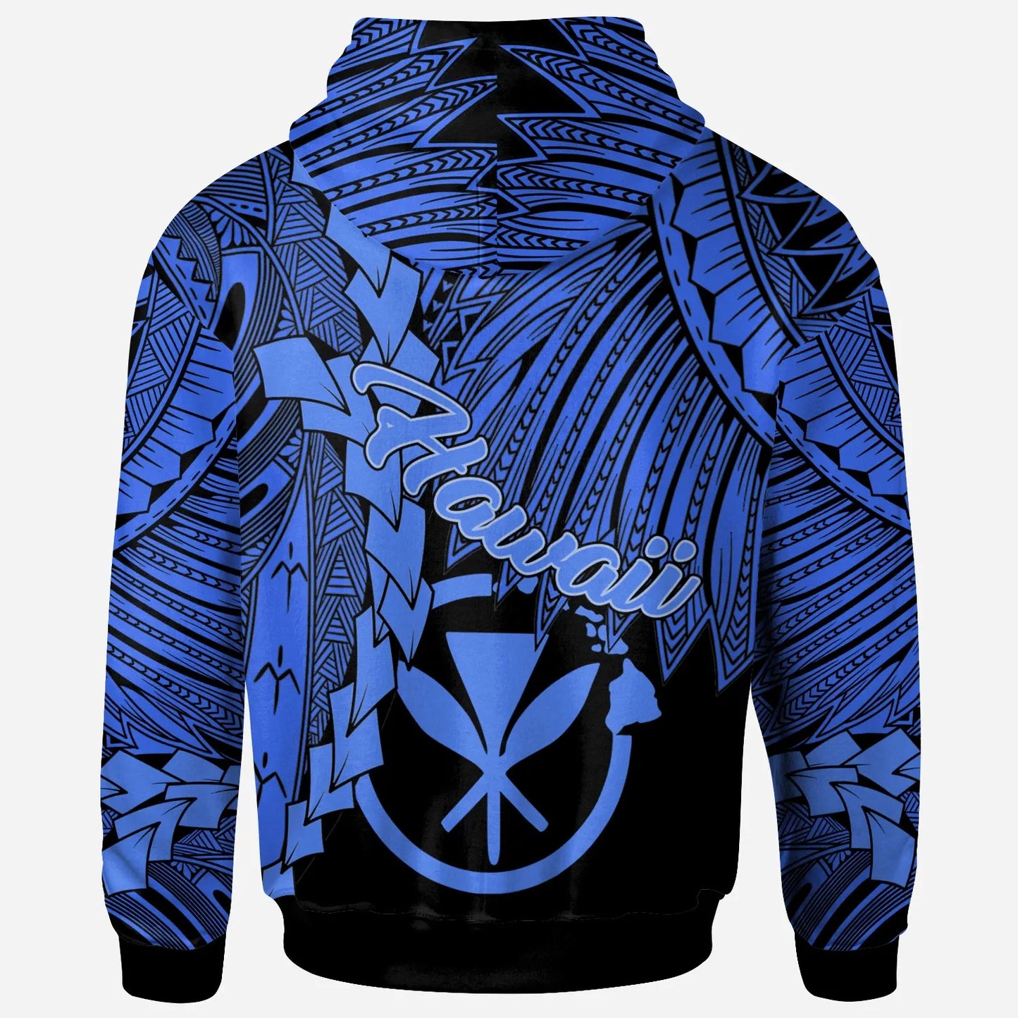 Polynesian Hawaii Custom Personalised Hoodie - Tribal Wave Tattoo Blue