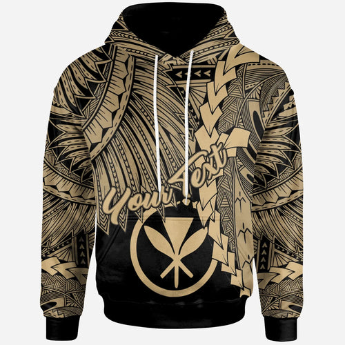 Polynesian Hawaii Custom Personalised Hoodie - Tribal Wave Tattoo Gold