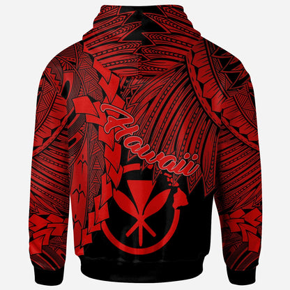Polynesian Hawaii Custom Personalised Hoodie - Tribal Wave Tattoo Red
