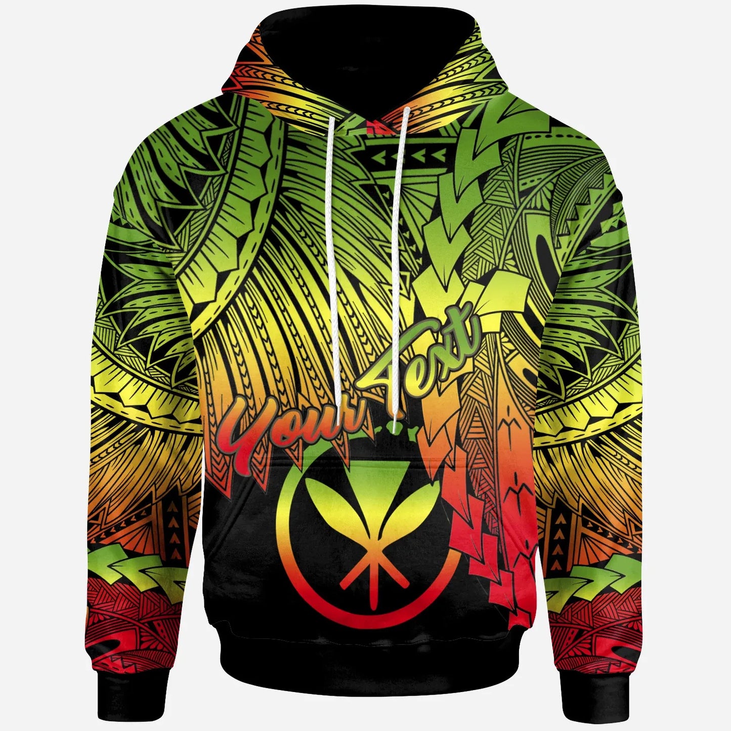 Polynesian Hawaii Custom Personalised Hoodie - Tribal Wave Tattoo Reggae