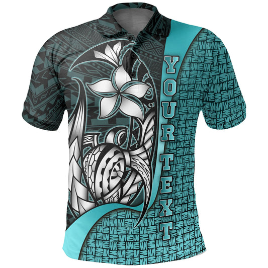 Polynesian Hawaii Custom Personalised Polo Shirt Turquoise - Turtle with Hook