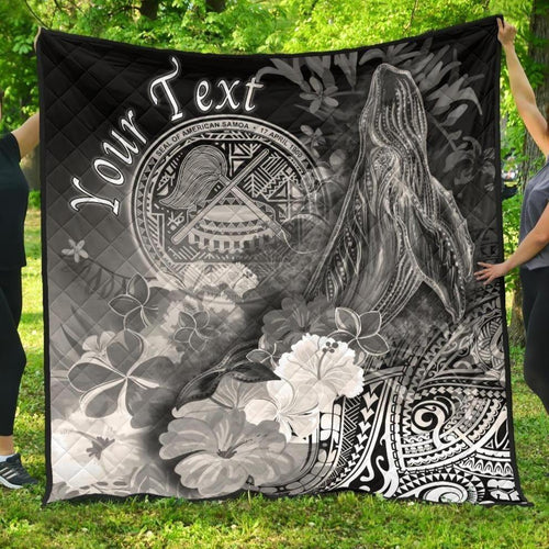 Polynesian Hawaii Custom Personalised Premium Quilt - Humpback Whale with Tropical Flowers (White)