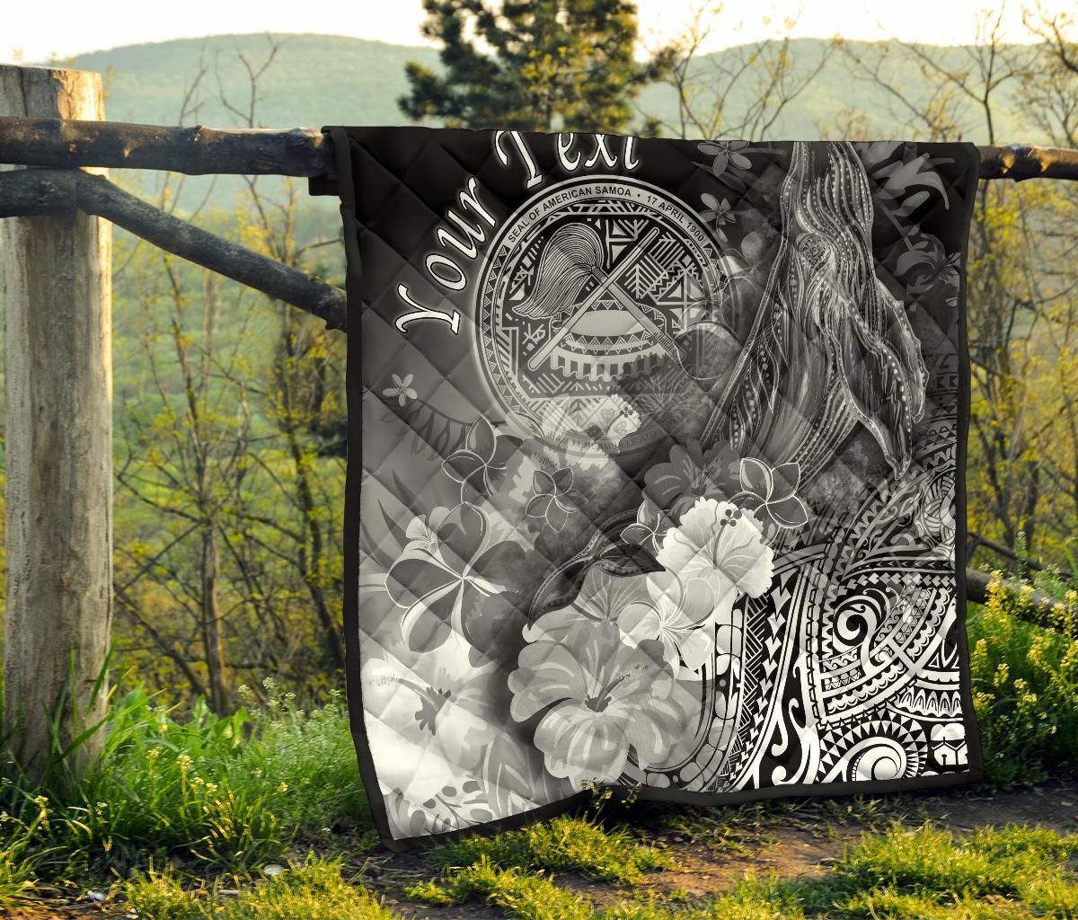 Polynesian Hawaii Custom Personalised Premium Quilt - Humpback Whale with Tropical Flowers (White)