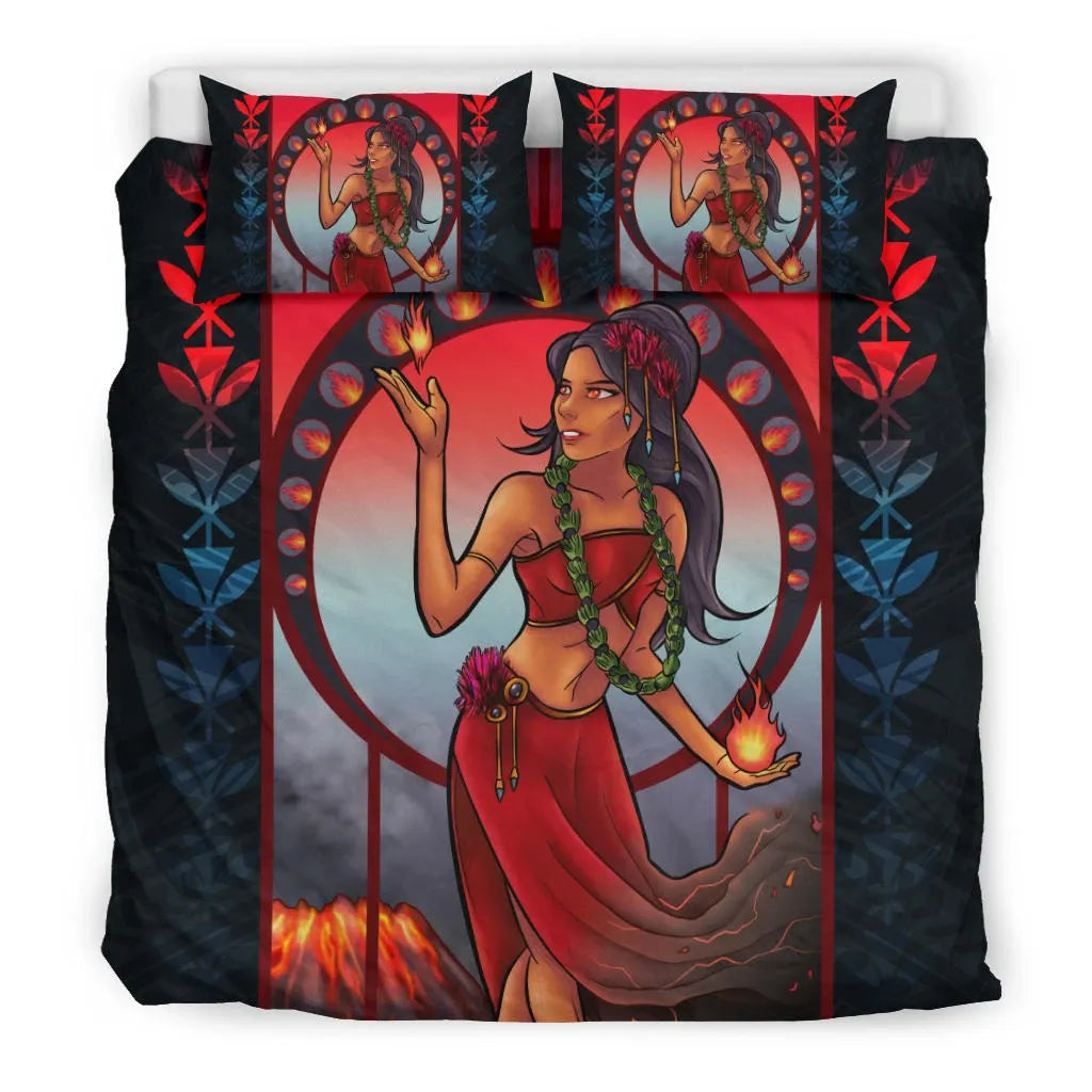 Polynesian Hawaii Duvet Cover Set Set - Pele Hawaiian Girl