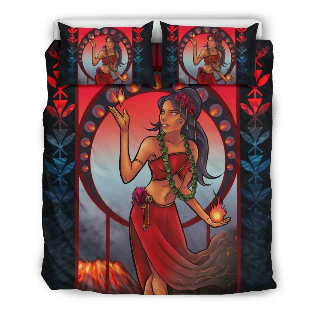 Polynesian Hawaii Duvet Cover Set Set - Pele Hawaiian Girl