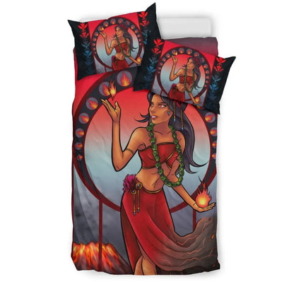 Polynesian Hawaii Duvet Cover Set Set - Pele Hawaiian Girl