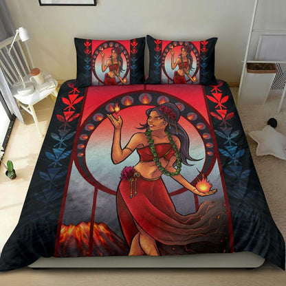 Polynesian Hawaii Duvet Cover Set Set - Pele Hawaiian Girl