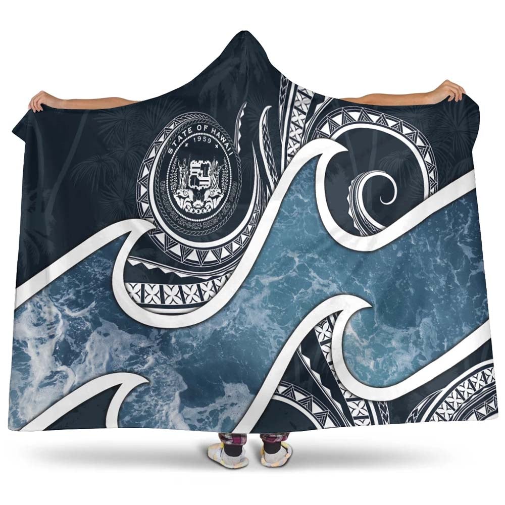 Polynesian Hawaii Hooded Blanket - Ocean Style (Coat of Arms)