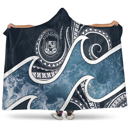 Polynesian Hawaii Hooded Blanket - Ocean Style (Coat of Arms)
