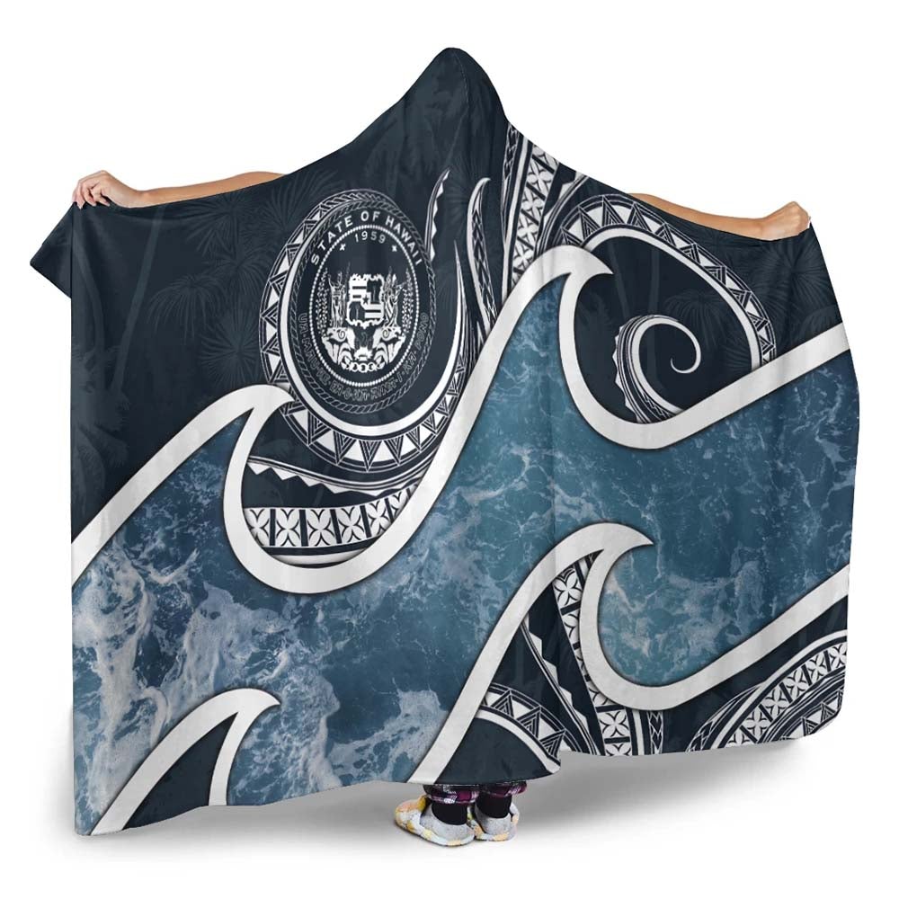Polynesian Hawaii Hooded Blanket - Ocean Style (Coat of Arms)
