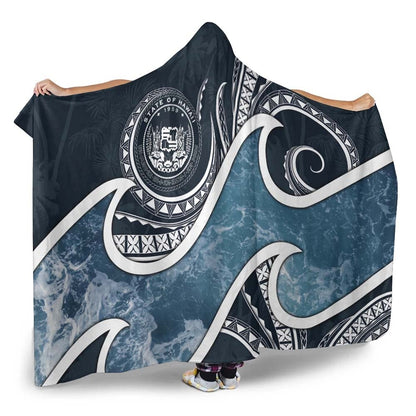 Polynesian Hawaii Hooded Blanket - Ocean Style (Coat of Arms)