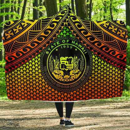 Polynesian Hawaii Hooded Blanket - Reggae Vintage Polynesian Patterns
