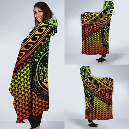 Polynesian Hawaii Hooded Blanket - Reggae Vintage Polynesian Patterns