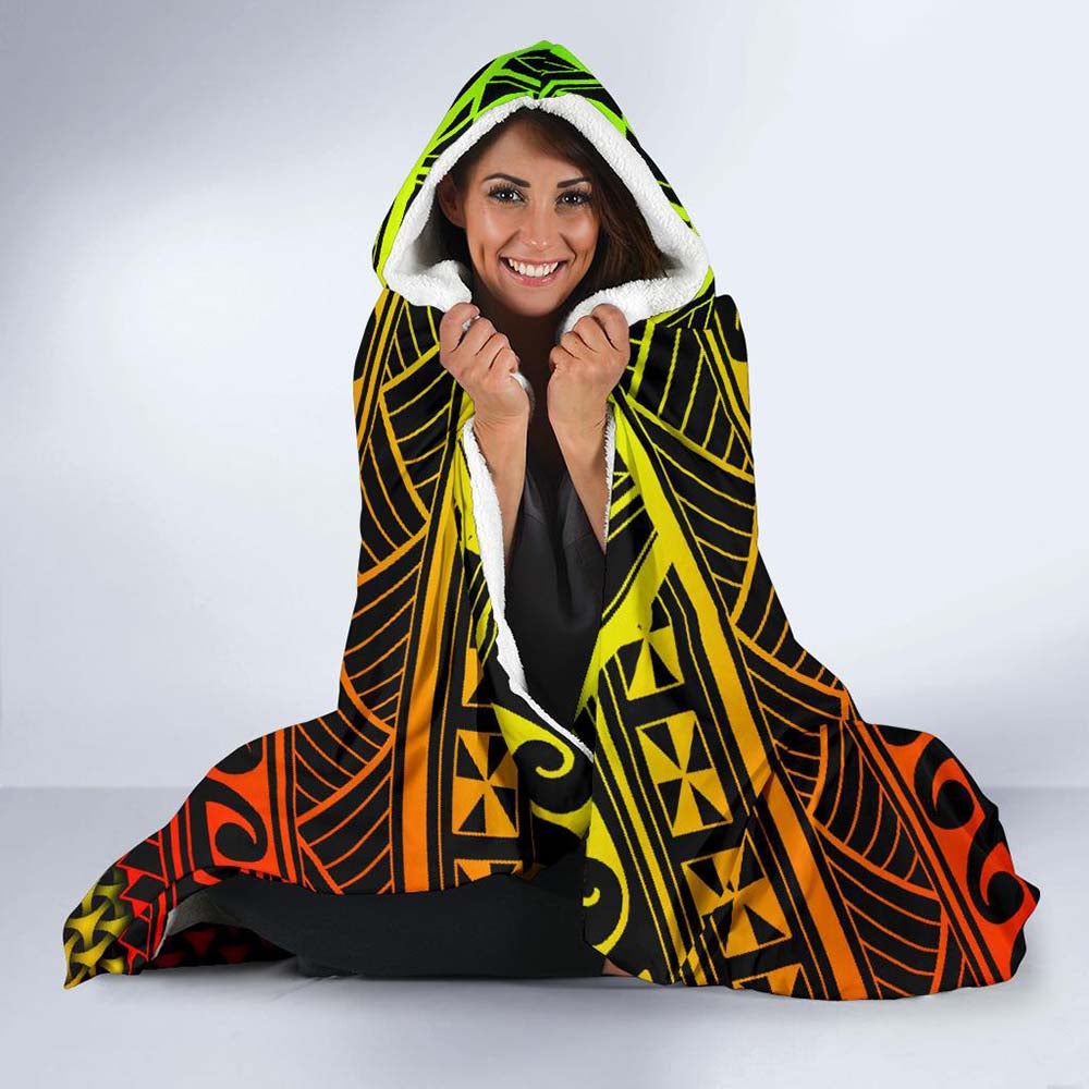 Polynesian Hawaii Hooded Blanket - Reggae Vintage Polynesian Patterns