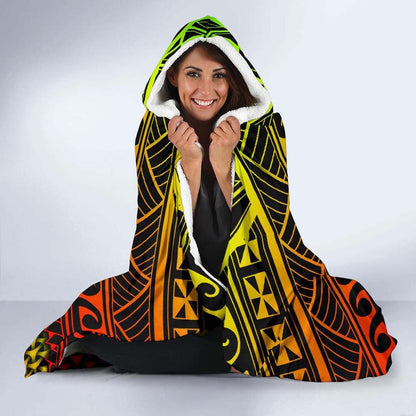 Polynesian Hawaii Hooded Blanket - Reggae Vintage Polynesian Patterns