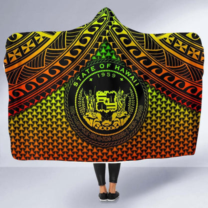 Polynesian Hawaii Hooded Blanket - Reggae Vintage Polynesian Patterns