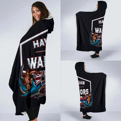 Polynesian Hawaii Hooded Blanket - Shark Warrior