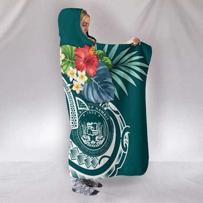 Polynesian Hawaii Hooded Blanket - Summer Plumeria